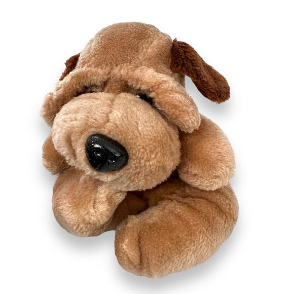Vintage Plush Puppy Raffoler Dog Stuffed Animal Droopy Brown Wrinkle 86 Shar Pei - Picture 1 of 11
